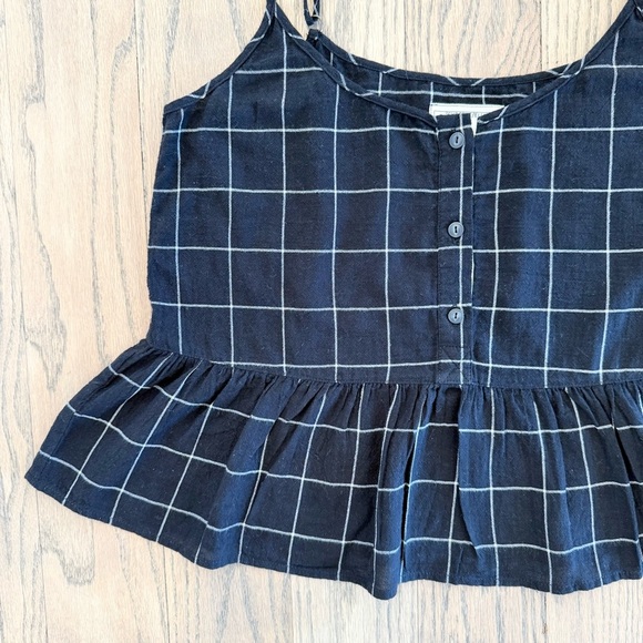 Current/Elliott Women's The Workwear Peplum Black Checkered Top Size 1 - Picture 3 of 13